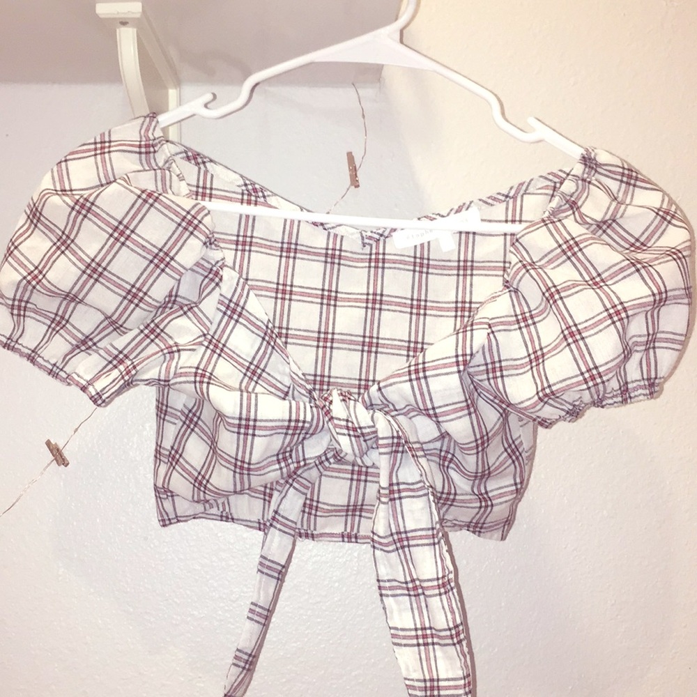 Plaid tie front crop top